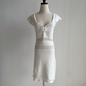 White Crochet Mini Dress